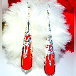 Red and silver miracle earrings.  Magic glow!  $10